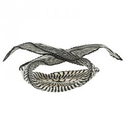 Pre Owned Hermes Monochrome Printed Plisse Silk Diamond Scarf