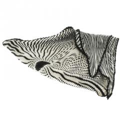 Pre Owned Hermes Monochrome Printed Plisse Silk Diamond Scarf
