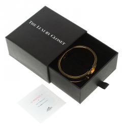 Pre Owned Hermes Clic Clac H Blue Enamel Gold Tone  Narrow Bracelet PM