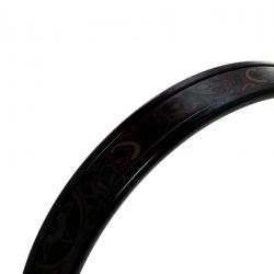 Pre Owned Hermes Purple Printed Enamel Black PVD Plated Narrow Bangle Bracelet GM