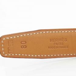Pre Owned Hermes Blue and Brown Leather Touareg Buckle Belt 80CM