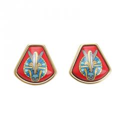 Pre Owned Hermes Vintage Red Cloisonne Clip On Earrings