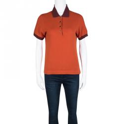 Hermes Seiller Orange Contrast Trim Detail Polo T-Shirt S