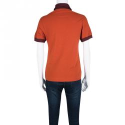 Hermes Seiller Orange Contrast Trim Detail Polo T-Shirt S