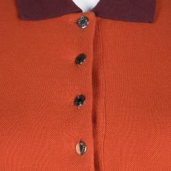Hermes Seiller Orange Contrast Trim Detail Polo T-Shirt S