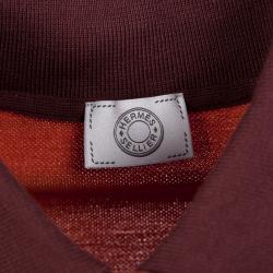 Hermes Seiller Orange Contrast Trim Detail Polo T-Shirt S