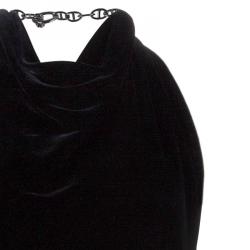 Hermes Black Velvet Halter Back Gown M