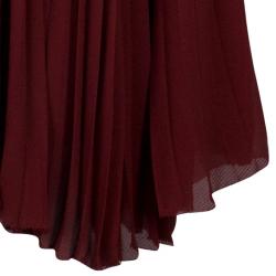 Pre Owned Hermes Red Silk Off-Shoulder Dress M