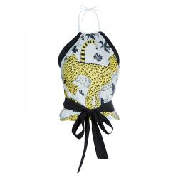 Hermes Printed Cotton Handkerchief Halter Tie-Up Top L