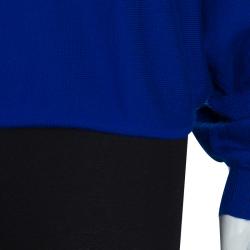 Pre Owned Hermes Blue Batwing Sleeve Cashmere Sweater S