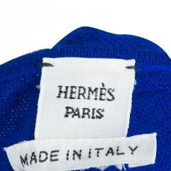 Pre Owned Hermes Blue Batwing Sleeve Cashmere Sweater S