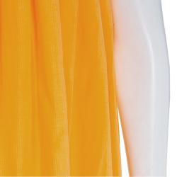 Hermes Orange Pleated Cotton Sleeveless Maxi Dress S