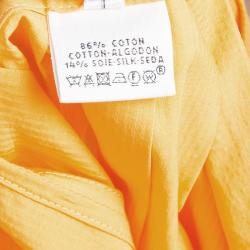 Hermes Orange Pleated Cotton Sleeveless Maxi Dress S
