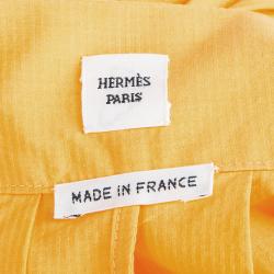 Hermes Orange Pleated Cotton Sleeveless Maxi Dress S