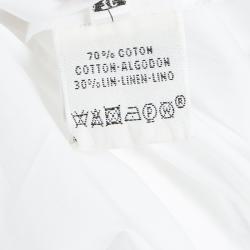 Pre Owned Hermes White Cotton-Linen Belted Dress S