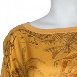 Pre Owned Hermes Orange Printed Silk Wool Dress OS