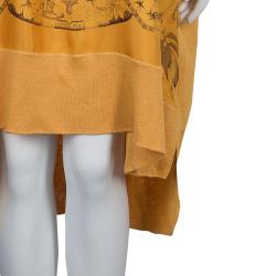Pre Owned Hermes Orange Printed Silk Wool Dress OS
