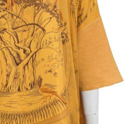 Pre Owned Hermes Orange Printed Silk Wool Dress OS
