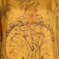 Pre Owned Hermes Orange Printed Silk Wool Dress OS