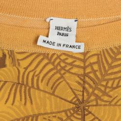 Pre Owned Hermes Orange Printed Silk Wool Dress OS