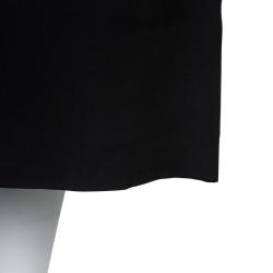 Hermes Black Leather Trim Detail Long Sleeve Dress S