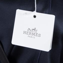 Hermes Black Leather Trim Detail Long Sleeve Dress S