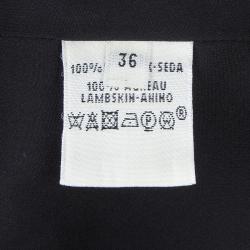Hermes Black Leather Trim Detail Long Sleeve Dress S