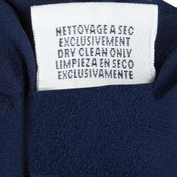 Pre Owned Hermes Blue Silk Knit One Shoulder Draped Dress S