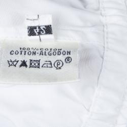 Hermes White Gathered Waist Long Sleeve Cotton Shirt L