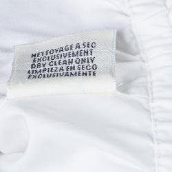 Hermes White Gathered Waist Long Sleeve Cotton Shirt L