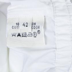 Hermes White Gathered Waist Long Sleeve Cotton Shirt L