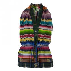 Hermes Multicolor Striped Sleeveless Silk Blouse S