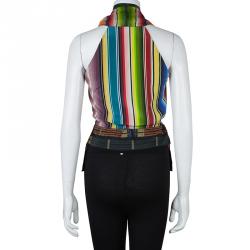 Hermes Multicolor Striped Sleeveless Silk Blouse S