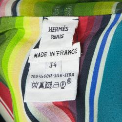 Hermes Multicolor Striped Sleeveless Silk Blouse S