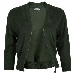 Pre Owned Hermes Olive Green Zip Front Cropped Cashmere Cardigan S