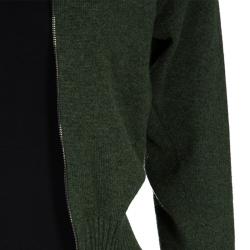 Pre Owned Hermes Olive Green Zip Front Cropped Cashmere Cardigan S