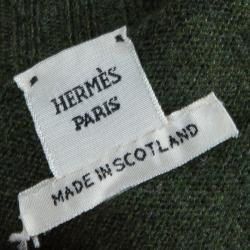 Pre Owned Hermes Olive Green Zip Front Cropped Cashmere Cardigan S
