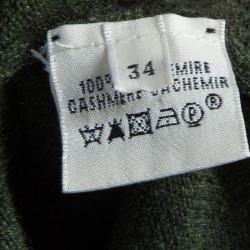 Pre Owned Hermes Olive Green Zip Front Cropped Cashmere Cardigan S