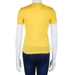 Pre Owned Hermes Canary Yellow Cashmere Knit Top S