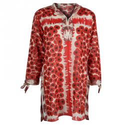 Hermes Red Printed Cotton Long Sleeve Tunic M