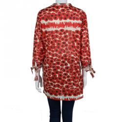 Hermes Red Printed Cotton Long Sleeve Tunic M