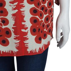 Hermes Red Printed Cotton Long Sleeve Tunic M