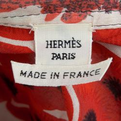 Hermes Red Printed Cotton Long Sleeve Tunic M