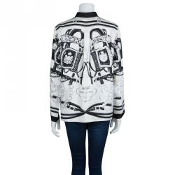 Hermes Monochrome Printed Silk Long Sleeved Button Down Shirt M