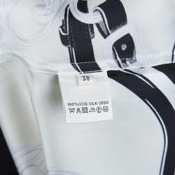 Hermes Monochrome Printed Silk Long Sleeved Button Down Shirt M
