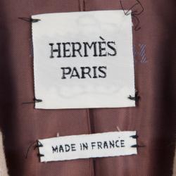Hermes Beige Camel Hair Leather Trim Blazer S