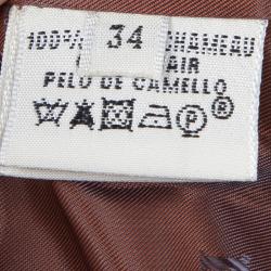 Hermes Beige Camel Hair Leather Trim Blazer S