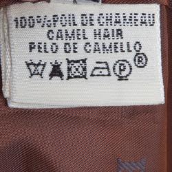 Hermes Beige Camel Hair Leather Trim Blazer S