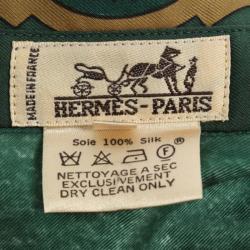 Hermes Green Horse Print Silk Shirt M