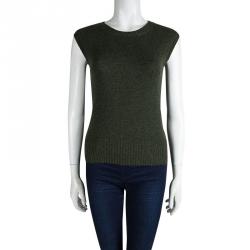 Hermes Olive Green Cashmere Sleeveless Sweater Vest S